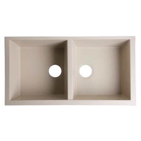 Alfi Brand Biscuit 34" Undermount Dbl Bowl Granite Composite Kitchen Sink AB3420UM-B